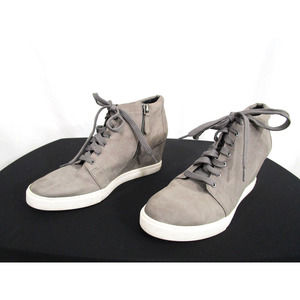 Caslon Gray Leather Lace, Zip Up Wedge Heel Sneaker Sole Ankle Booties Women 9.5